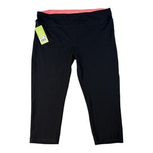 Marika Sport Capri Leggings XL 16-18 Black High Rise Workout Yoga Pants NWT